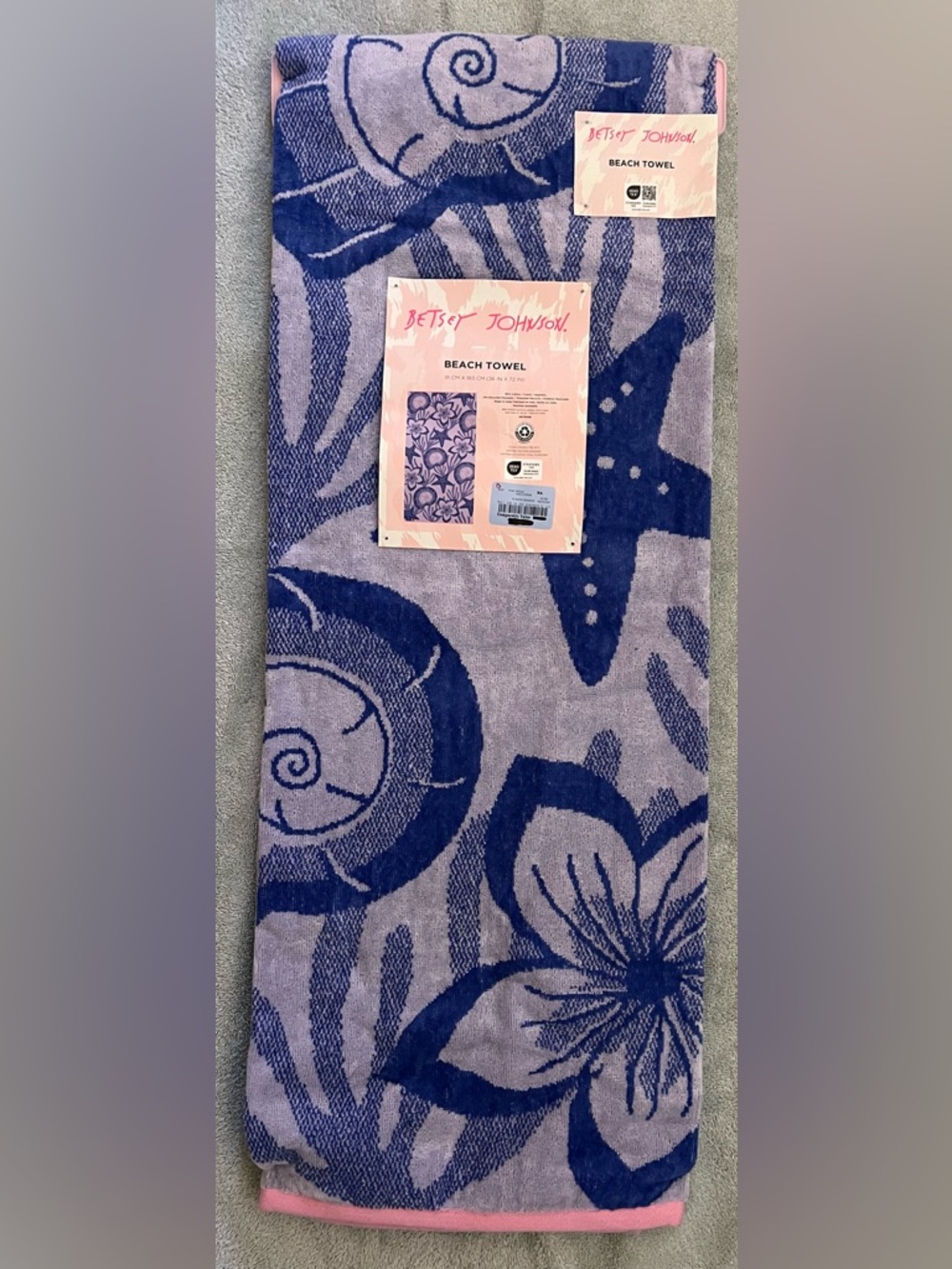 Betsey Johnson Flower Starfish Jellyfish Beach Towel
